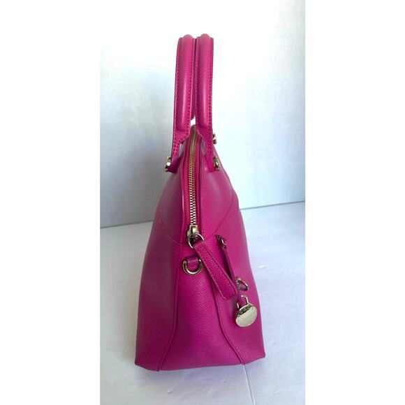 Authentic Furla Piper M Hot Pink Leather Handbag Bag Satchel Purse - Picture 4 of 12